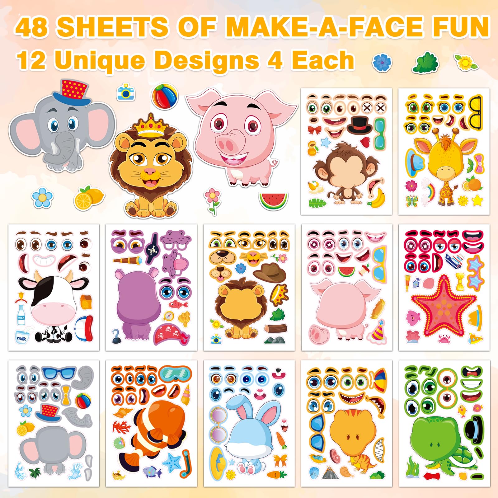 Aowplc Make-a-Face animal designs showing mix-and-match options