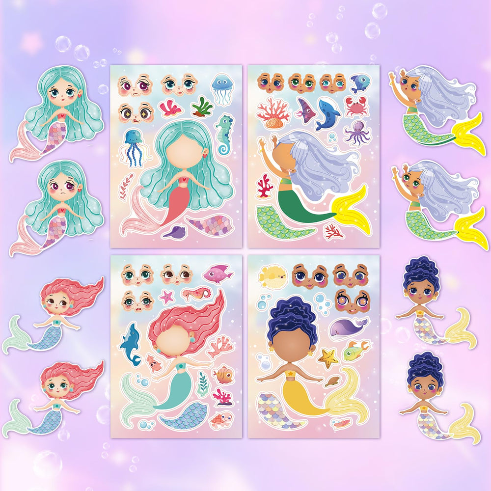 Aowplc Mermaid Make-A-Face sheet 7 helps kids customize mermaid scenes for storytelling.