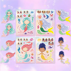 Aowplc Mermaid Make-A-Face sheet 7 helps kids customize mermaid scenes for storytelling.