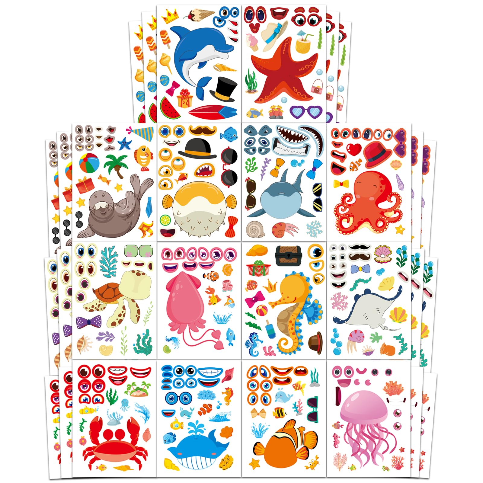 Aowplc ocean animals dolphin sticker sheet for kids' crafts and party favors.