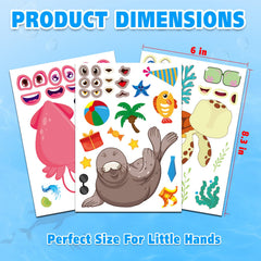 Aowplc ocean animals octopus sticker sheet inspires creative face making.