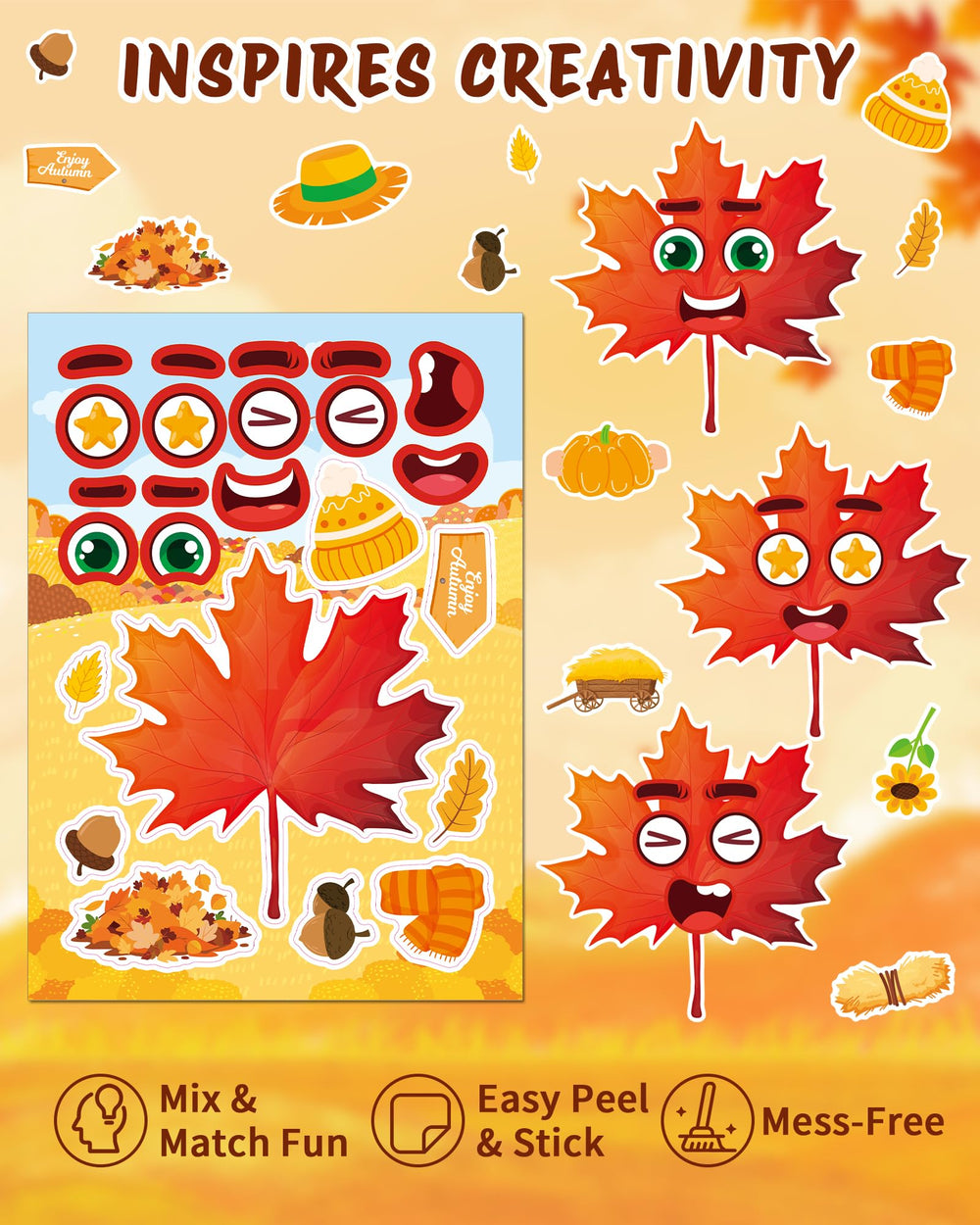 Aowplc owl face stickers: cute autumn accents for reading corners and craft time.