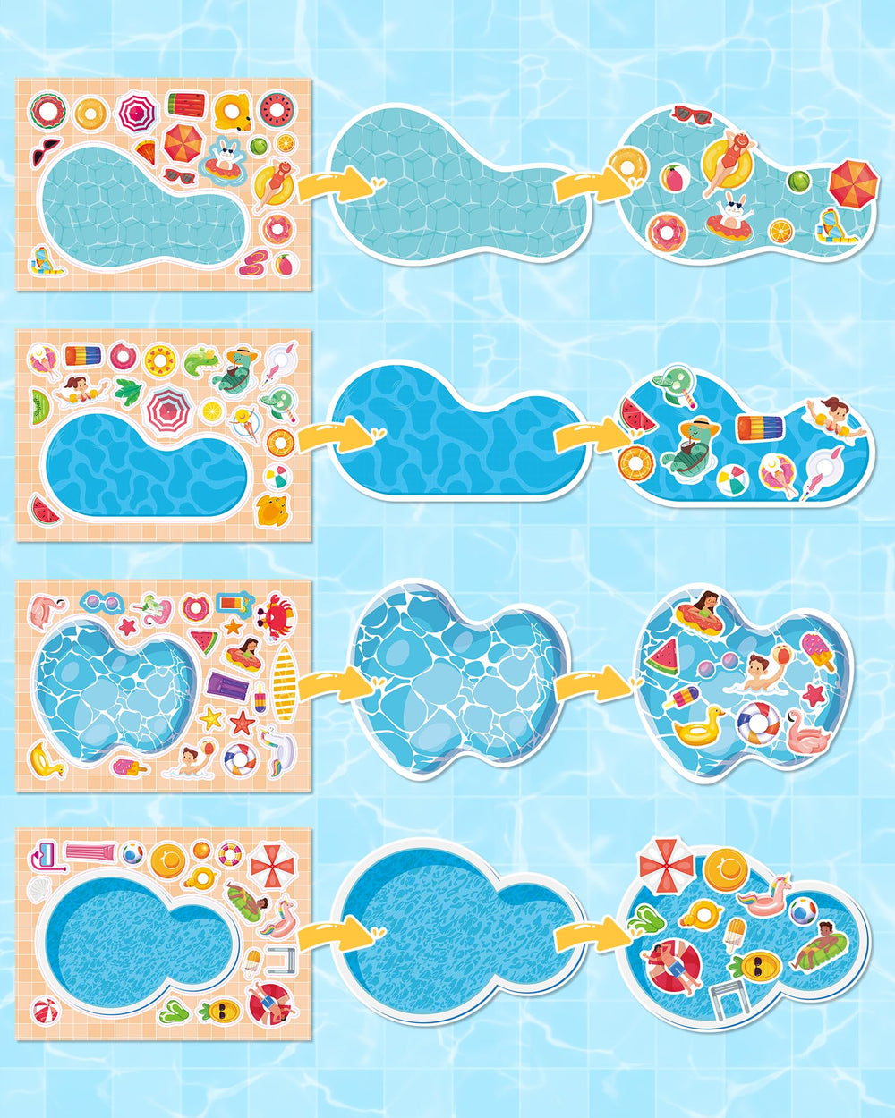 Aowplc durable sticker set supports repositionable scenes for ongoing creativity.