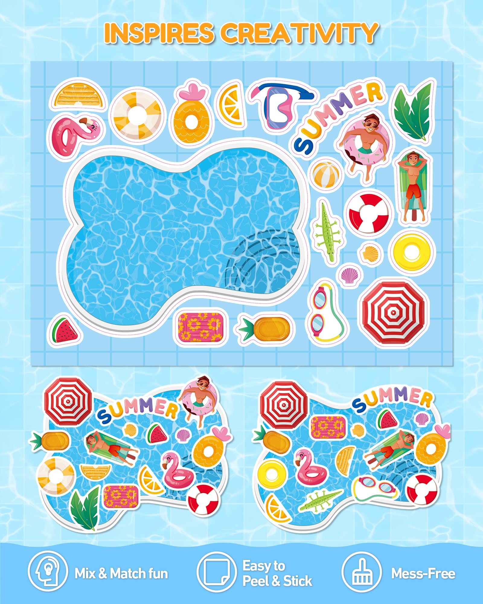 Aowplc summer pool party stickers pack for fun party favors.