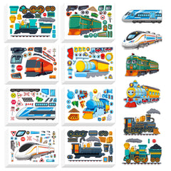 Aowplc Train Stickers 32 sheets layout, ideal for school crafts and party favors.