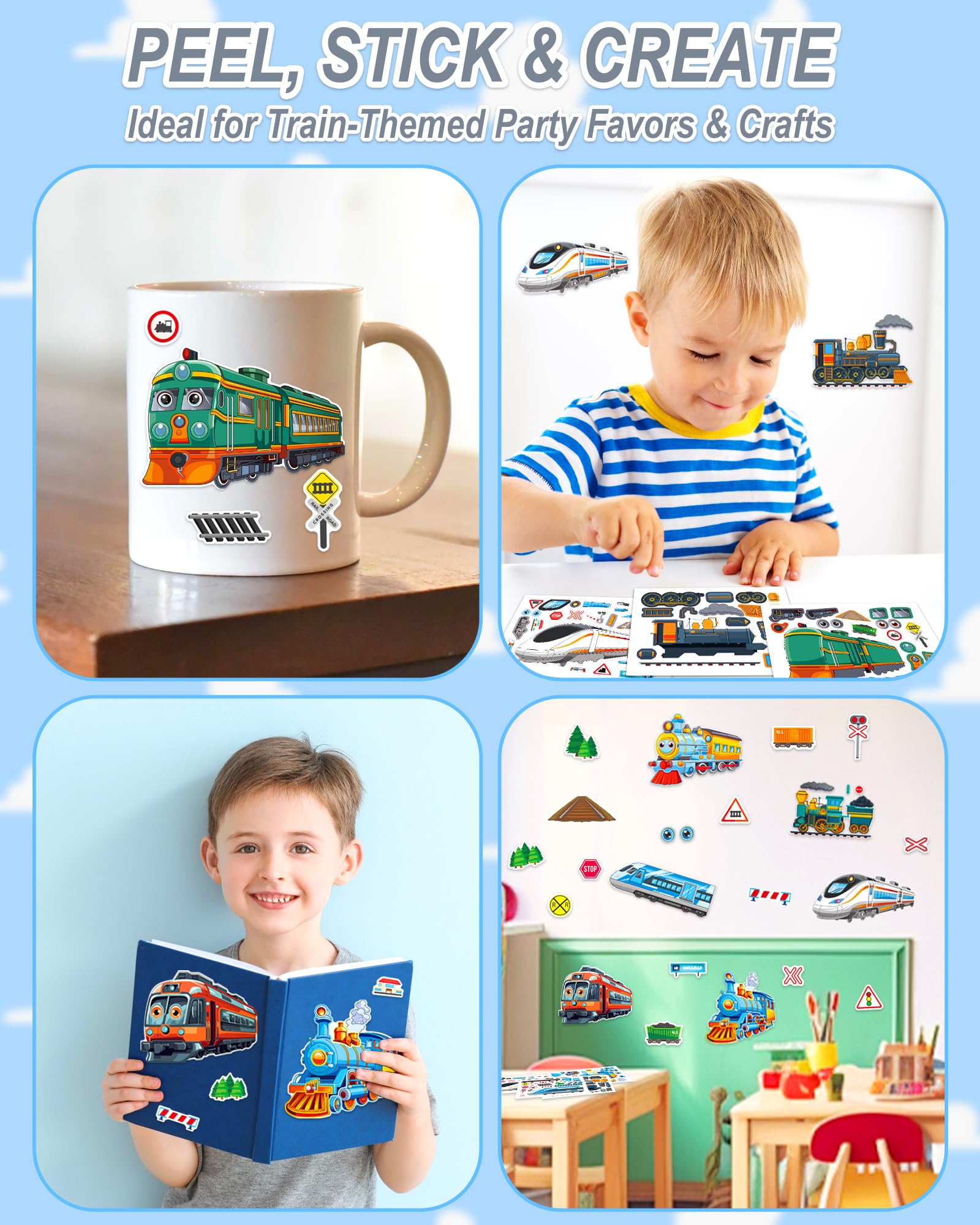 Aowplc Train Stickers stocking-stuffer gift idea for young train lovers and party favors.