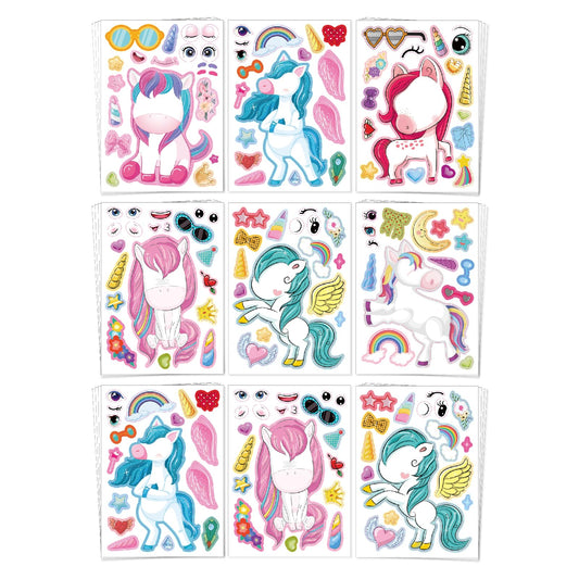 Aowplc unicorn sticker sheet showing 8.3x6 inch size for party decorating
