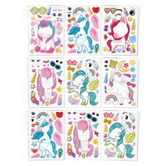 Aowplc unicorn sticker sheet showing 8.3x6 inch size for party decorating