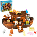 AOXEKBOLO Noah's Ark boat blocks show hull detail for creative storytelling and fine motor practice.