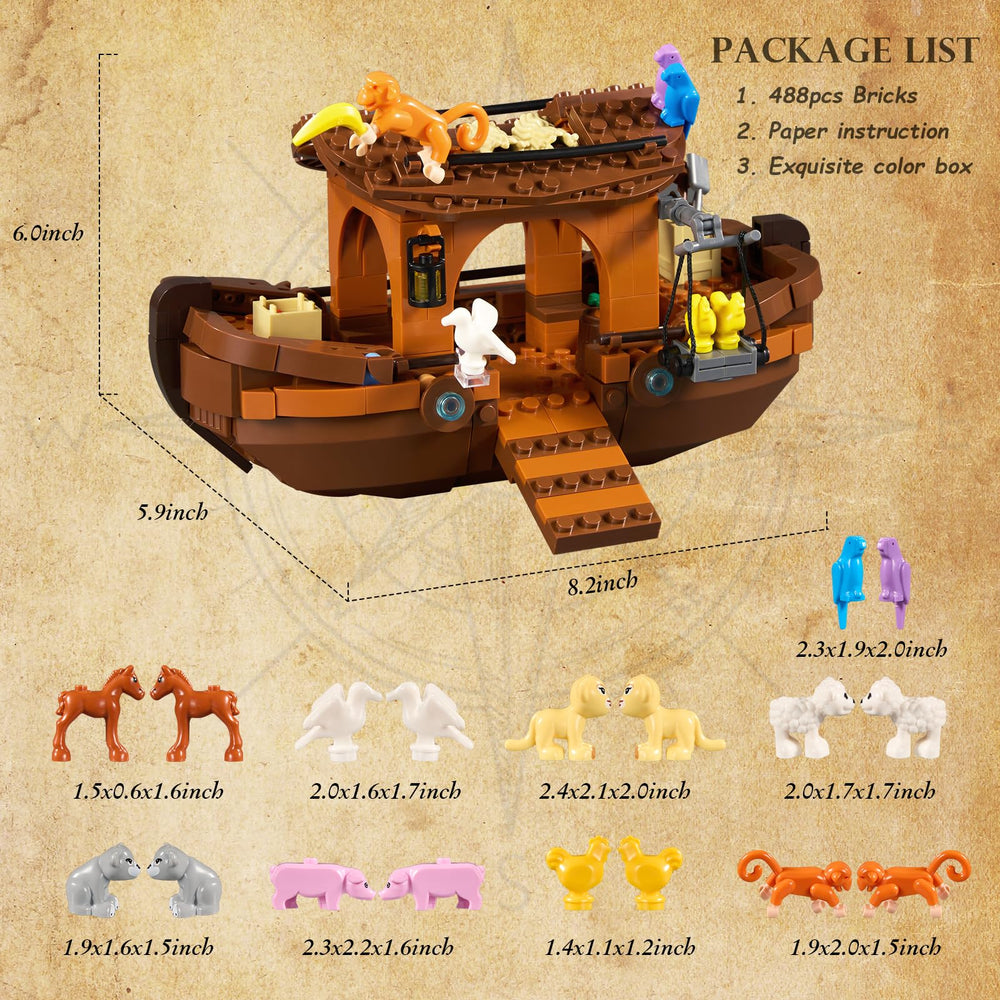 AOXEKBOLO Noah's Ark interactive cabin and expandable deck for versatile play scenes.