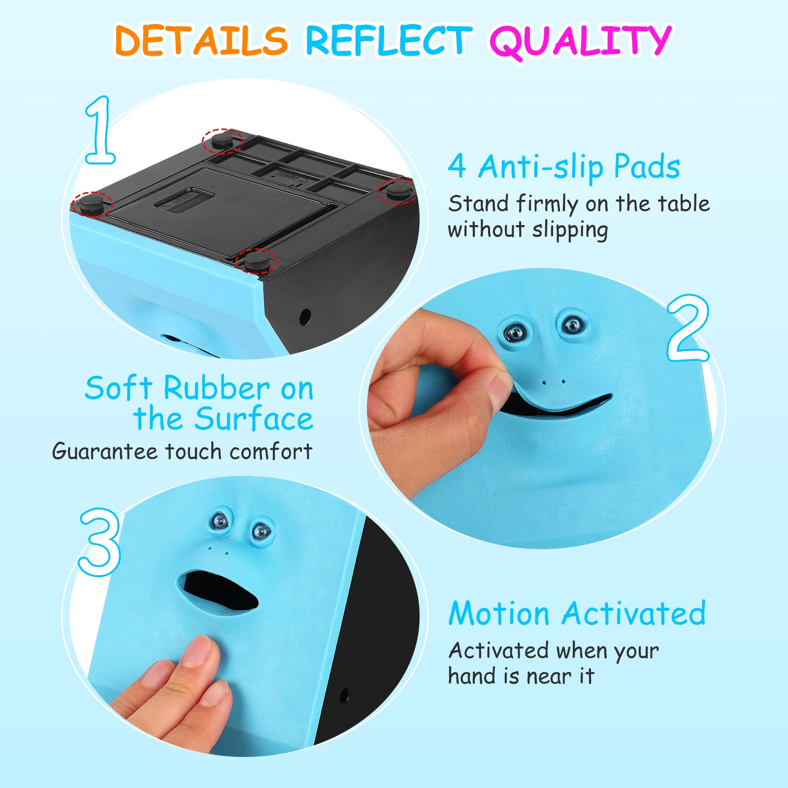 AOZBZ Face Bank motion-activated sensor under mouth engaging a child