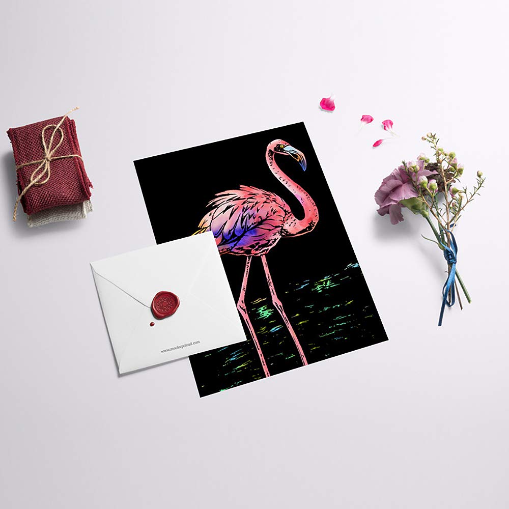 AP ARTSPER flamingo design scratch art sparks color exploration