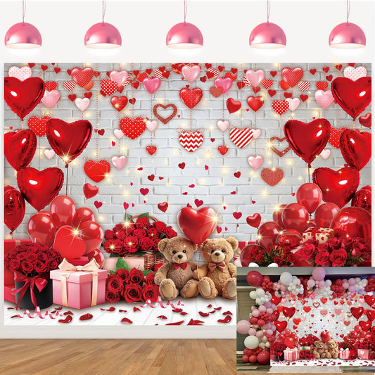 APDECCLK Valentine backdrop with white brick wall for romantic couple photography.