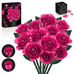 aphaio 12 everlasting pink roses bouquet building set as a durable home centerpiece