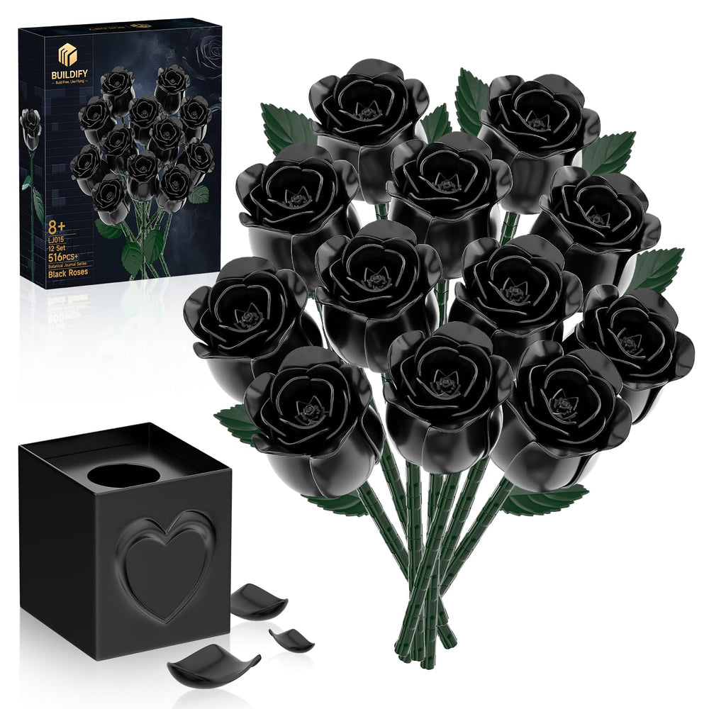 aphaio Black Rose Bouquet blocks petals ready to assemble for a dramatic home decor piece.