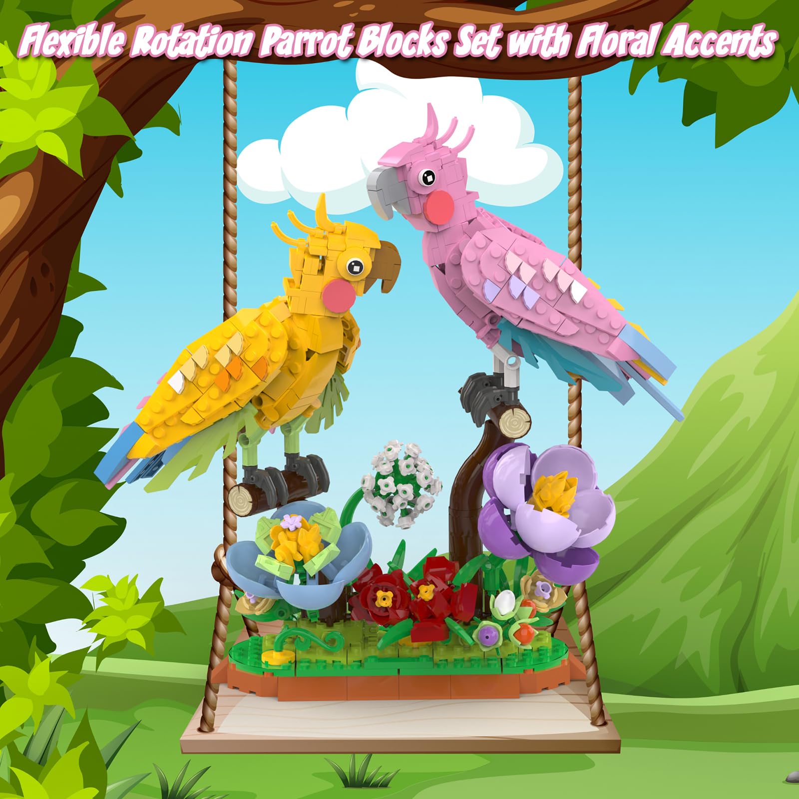 aphaio Cockatiel blocks with rotating pivot enable lifelike posing.