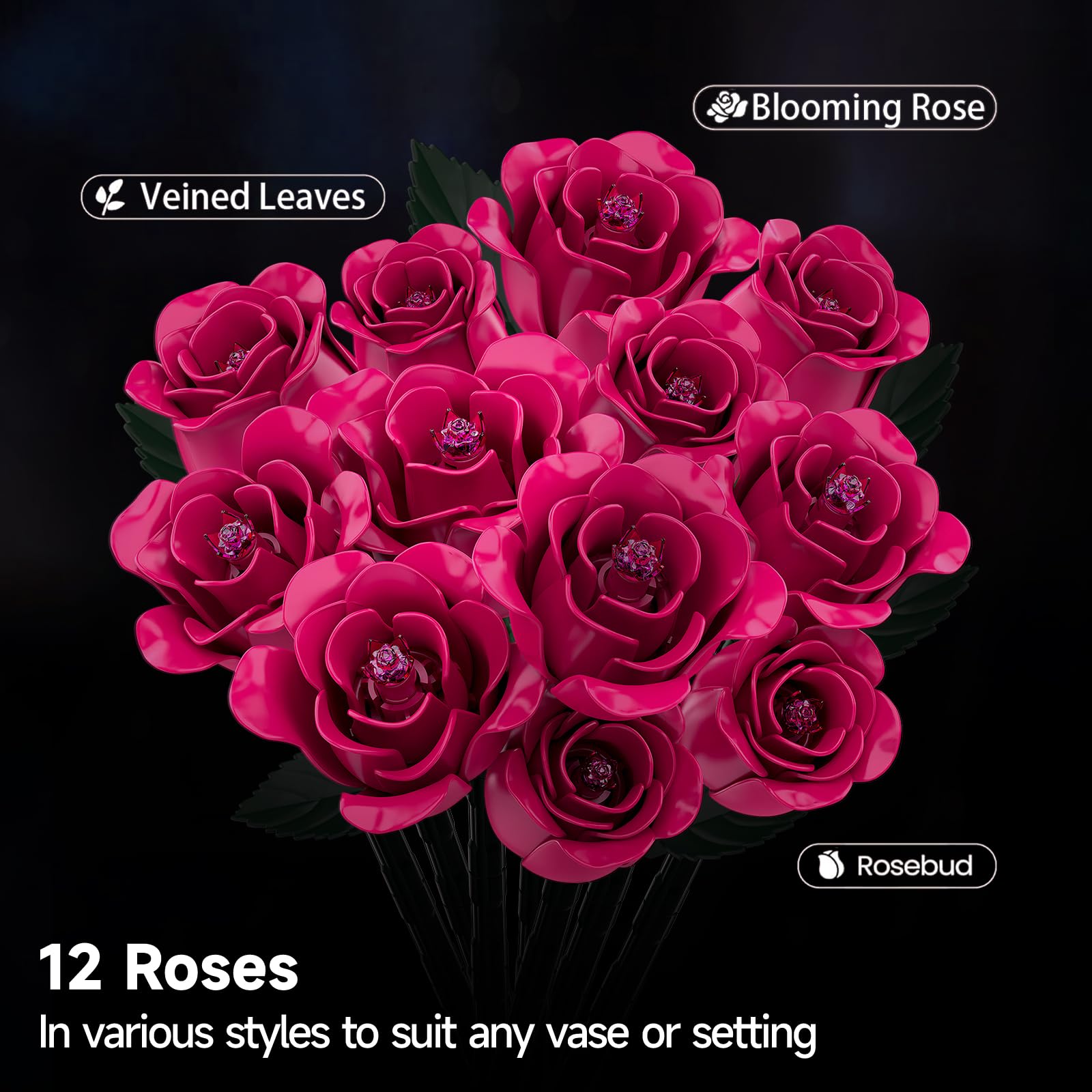 aphaio pink rose twist and bloom assembly enabling creative layouts