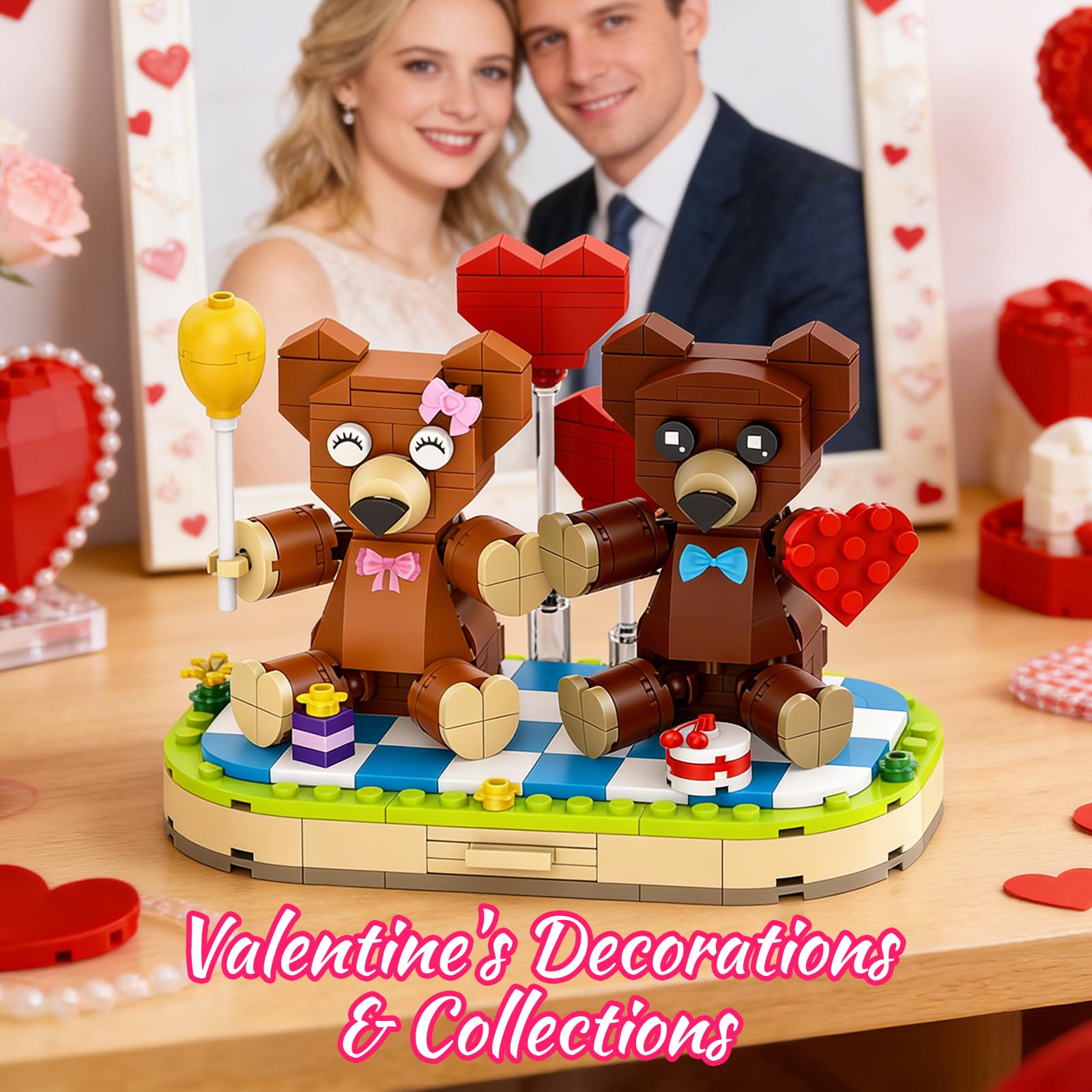 aphaio brown bear balloon and heart accents brighten shelves or desks