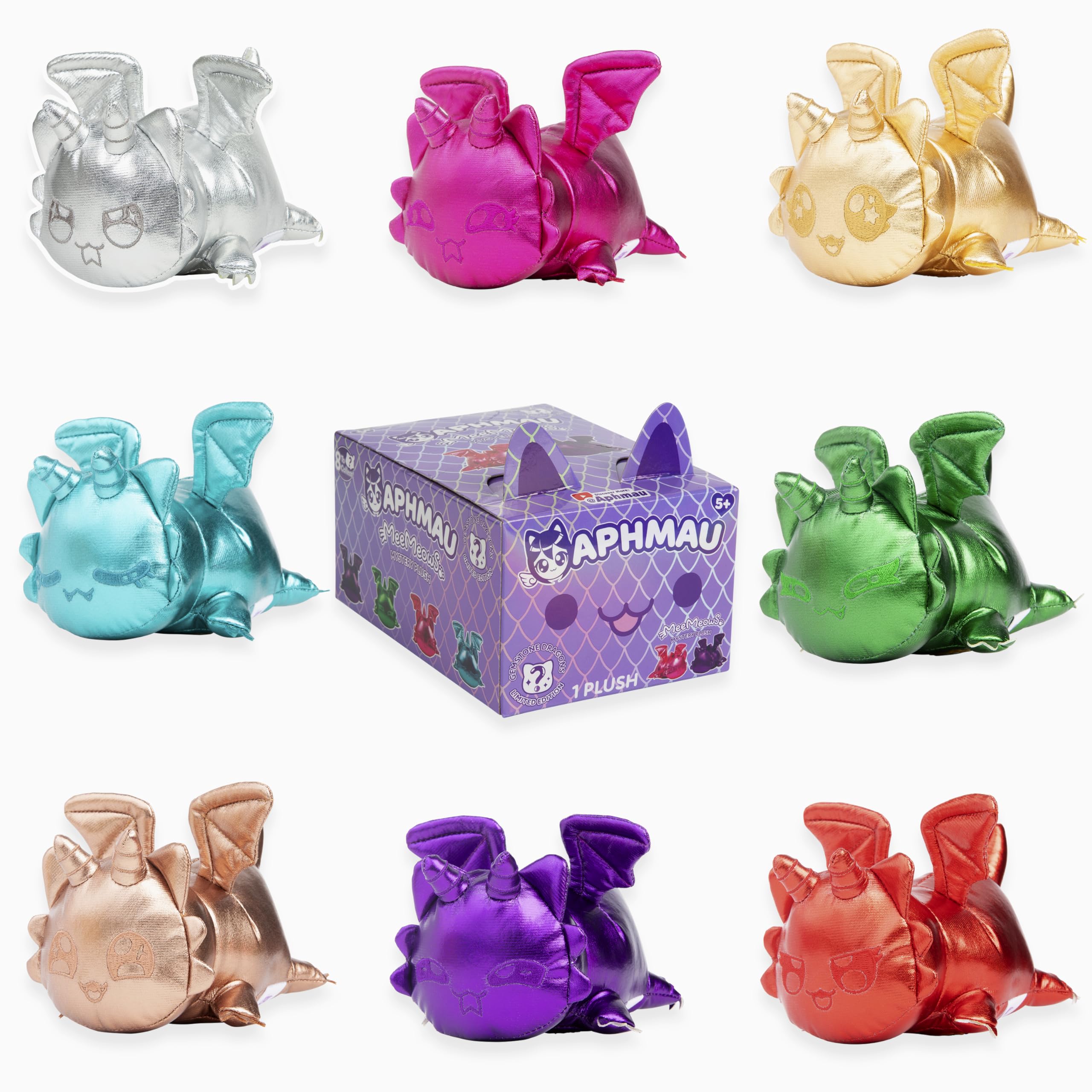 Aphmau Dragon MeeMeow Amethyst Dragon plush, soft and cuddly for playtime.