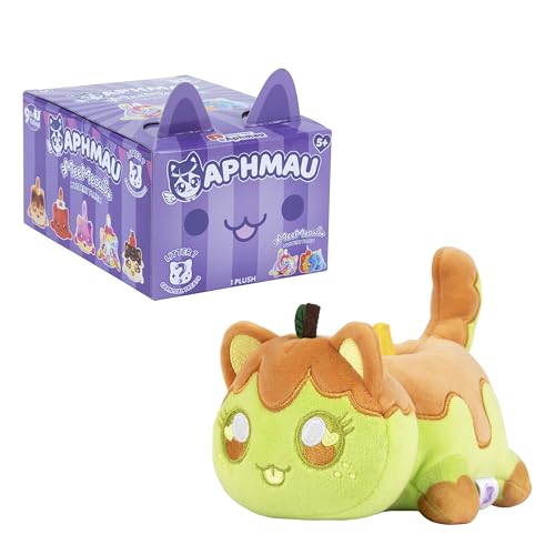 Aphmau MeeMeow Series 7 Caramel Apple Cat plush for sweet unboxing joy.