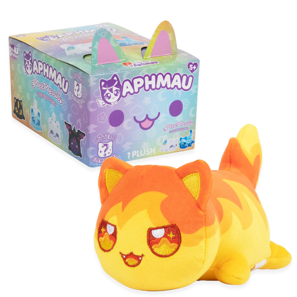 Aphmau MeeMeow 6inch plush on shelf, perfect collection piece.