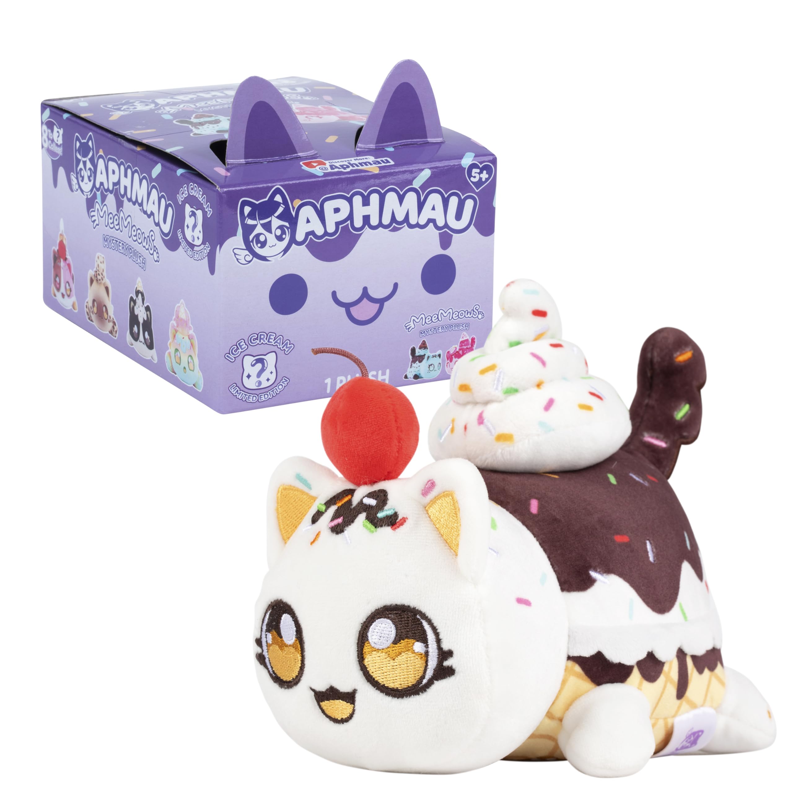 Aphmau MeeMeow Ice Cream Cookie Dough Cat plush cozy companion.