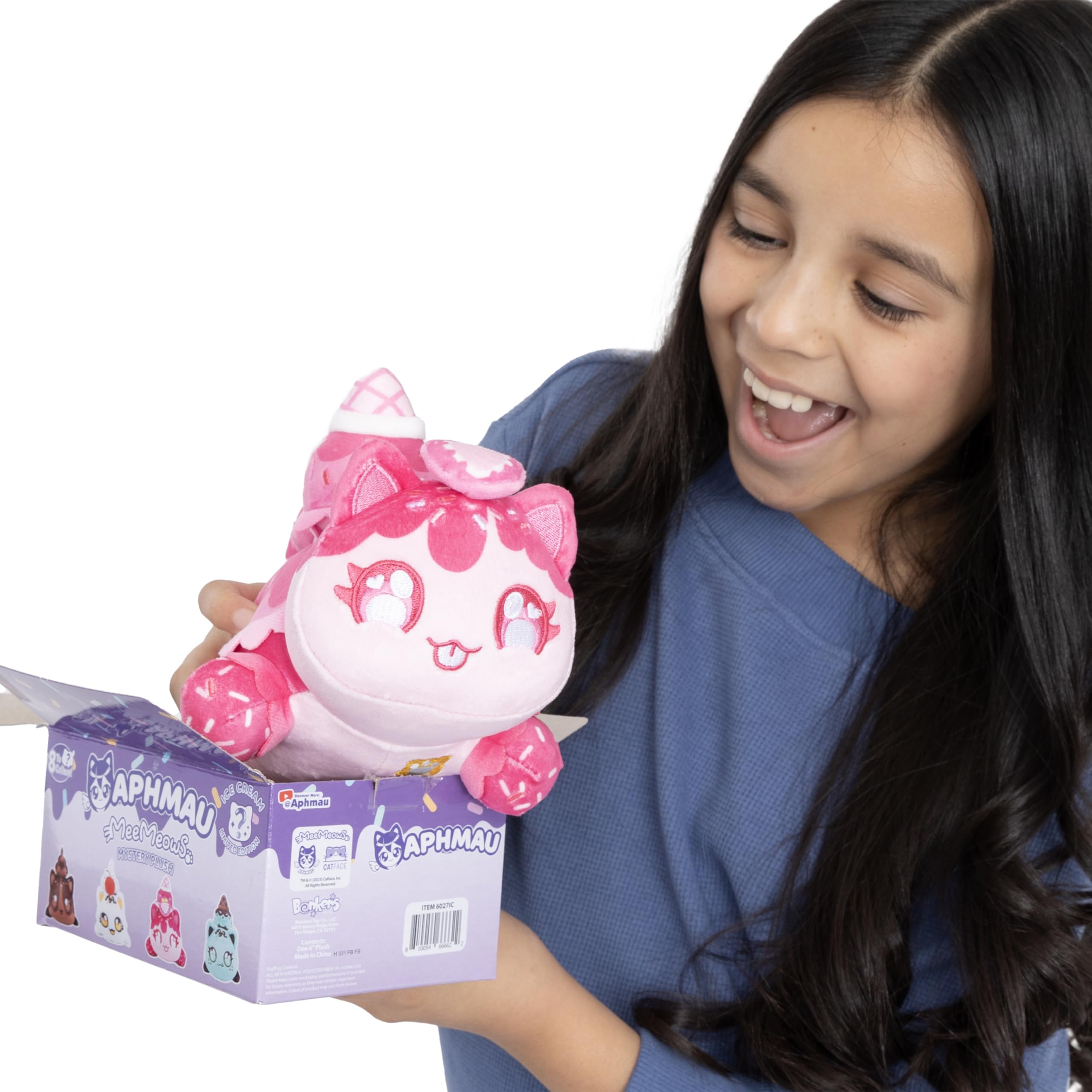 Aphmau MeeMeow Ice Cream Neapolitan Cat plush cute display piece.