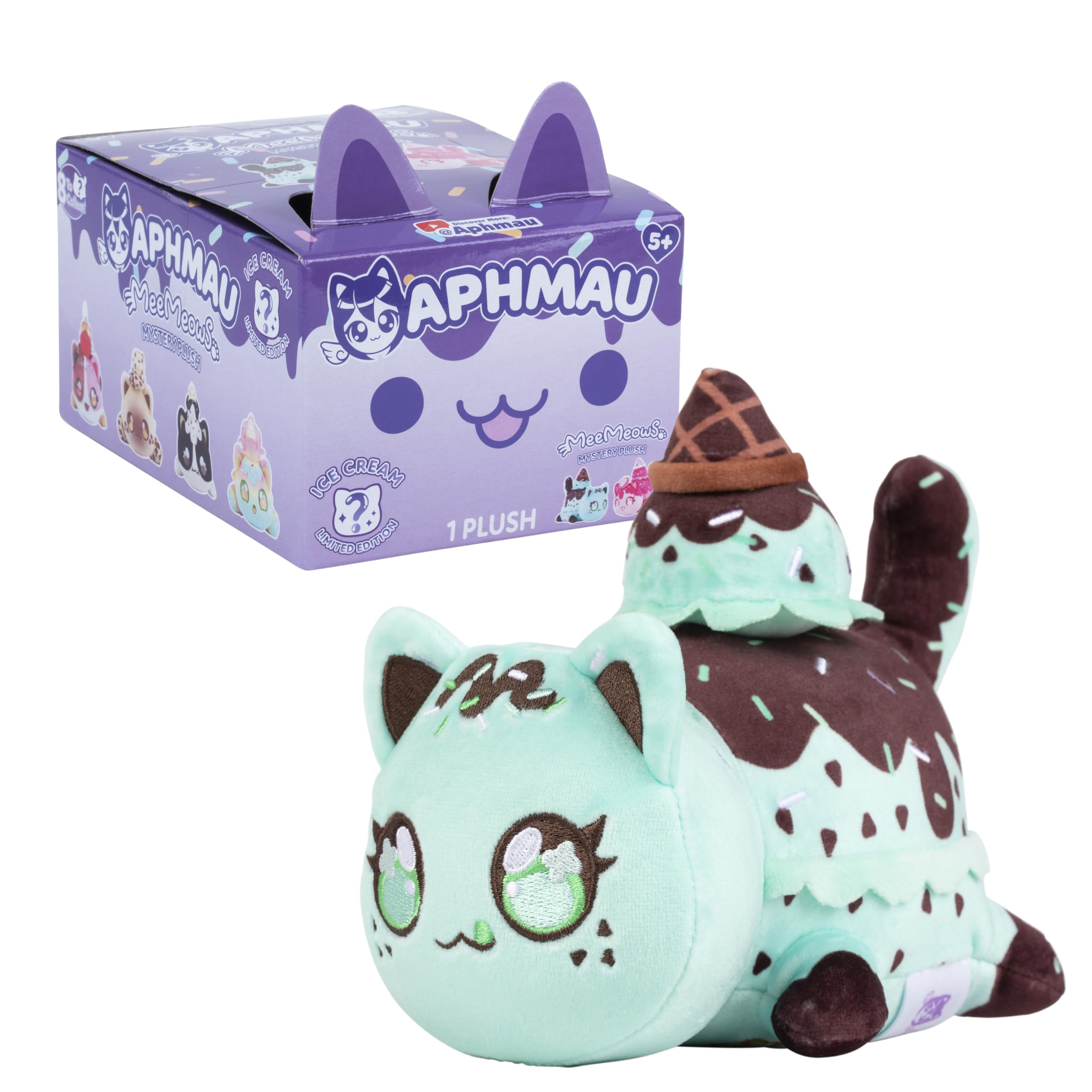 Aphmau MeeMeow Ice Cream Sherbet Cat plush bright collectible.