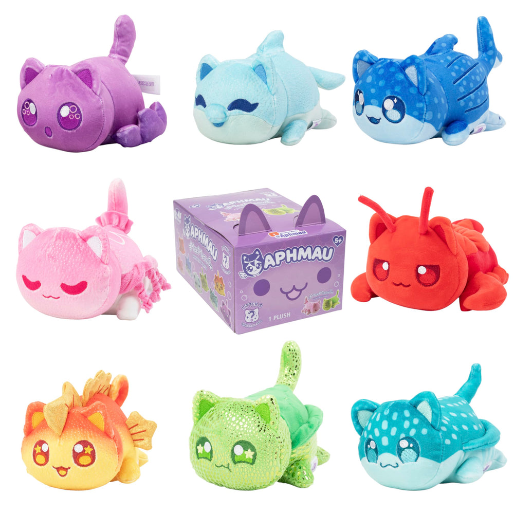 Aphmau MeeMeow Undersea Dolphin Cat plush for cozy hugs and display.