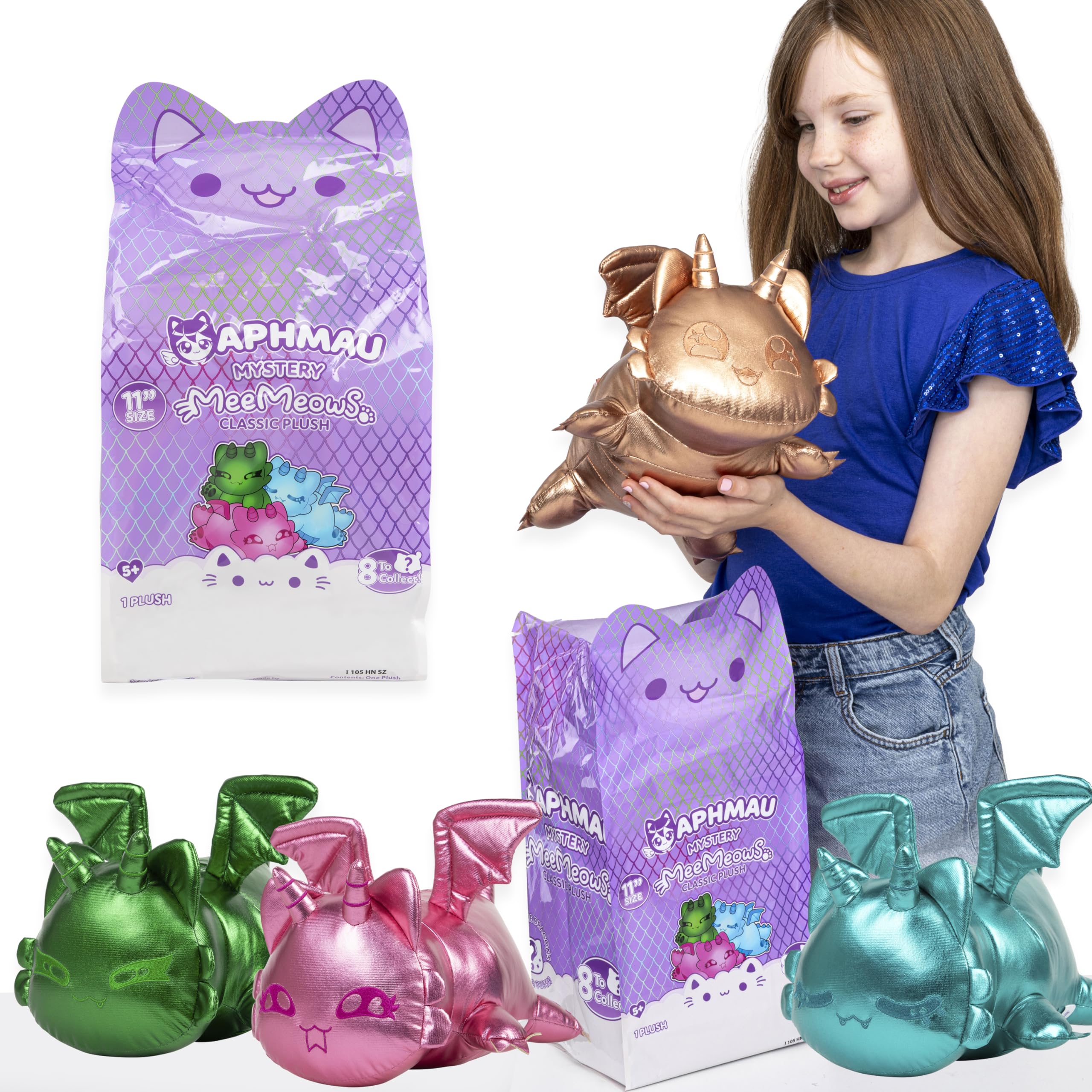 Aphmau MeeMeows 11-inch Amethyst Dragon plush, a soft cuddle buddy for collectors.