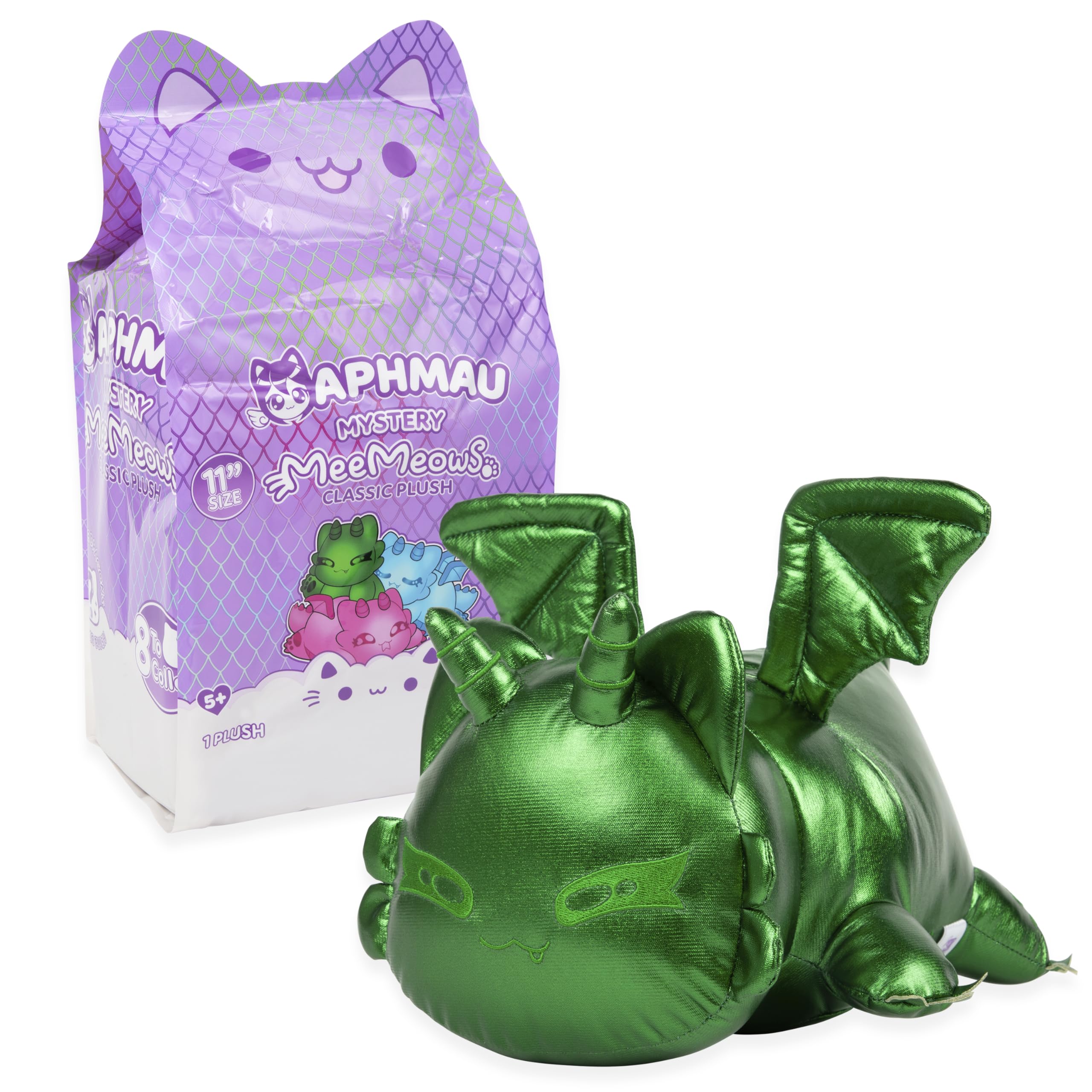 Aphmau MeeMeows 11-inch Onyx Dragon plush, bold contrast for display.