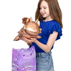 Aphmau MeeMeows 11-inch Rose Quartz Dragon plush, sparkly eyes invite imagination.