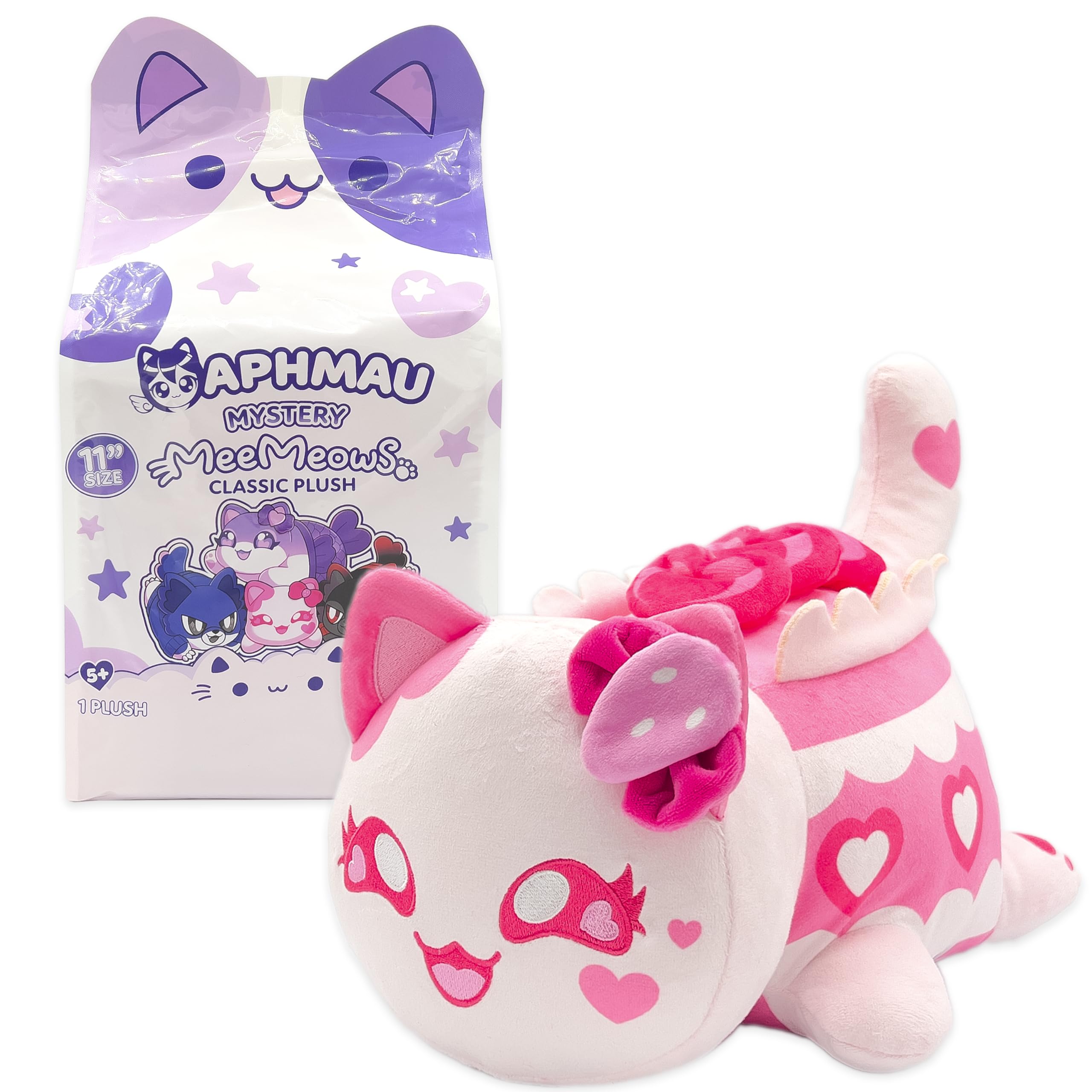 Huggable 11-inch Aphmau MeeMeows plush ready for cozy moments.