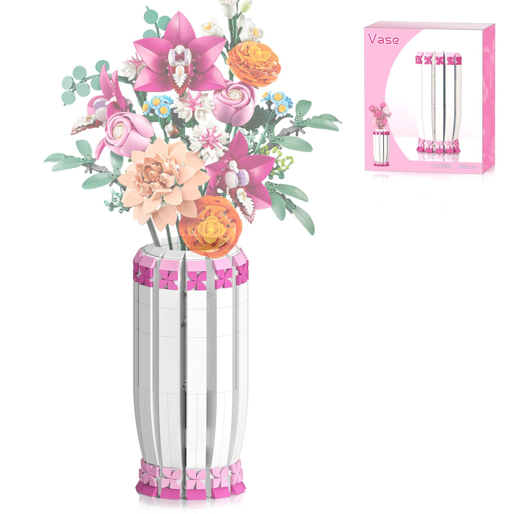 aphpaio pink vase block kit assembly for creative home decor and DIY display