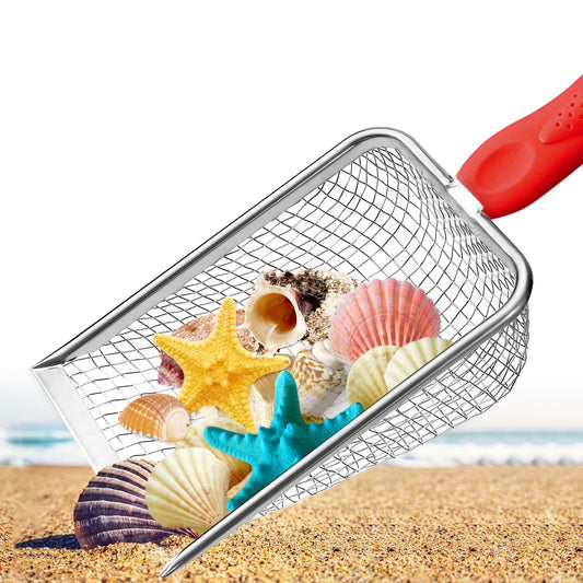 Apidgrowth Beach Mesh Shovel red with durable net for easy sand filtering