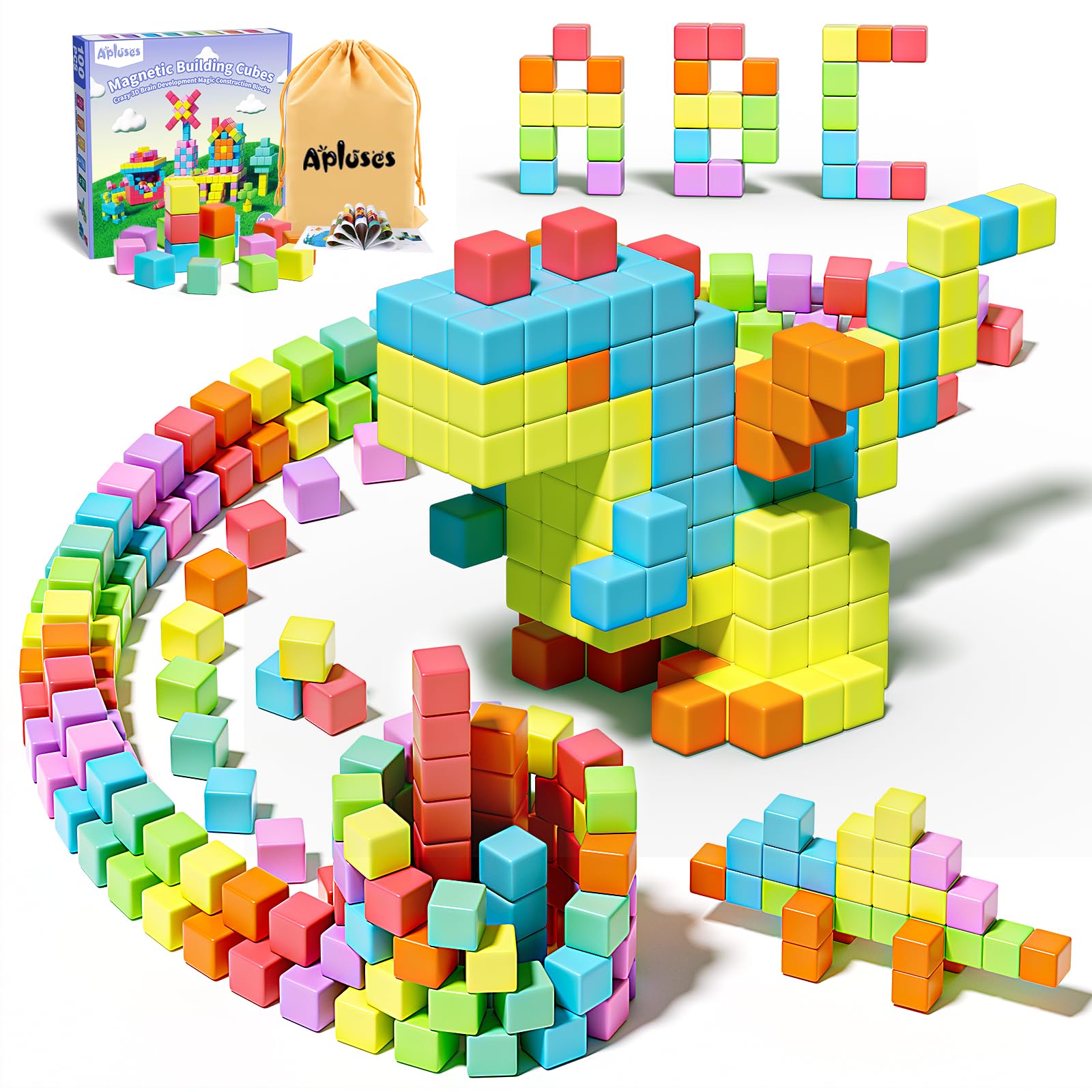 Apluses magnetic blocks 100-pcs set enables creative building and STEM exploration.