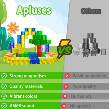 Apluses kids build with magnetic blocks for hands-on STEM play