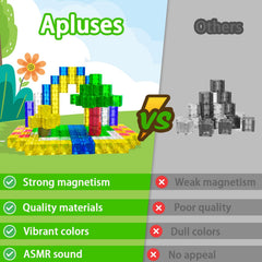 Apluses kids build with magnetic blocks for hands-on STEM play