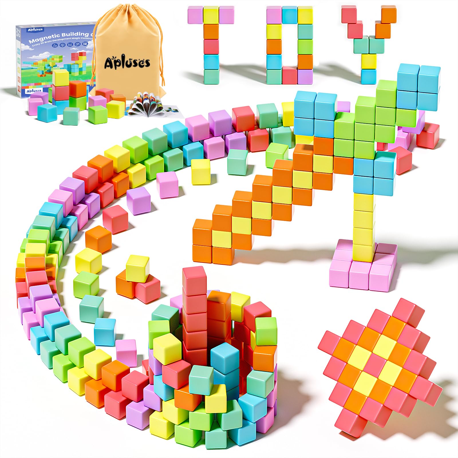 Apluses magnetic blocks 72 pieces for creative STEM play on the go.