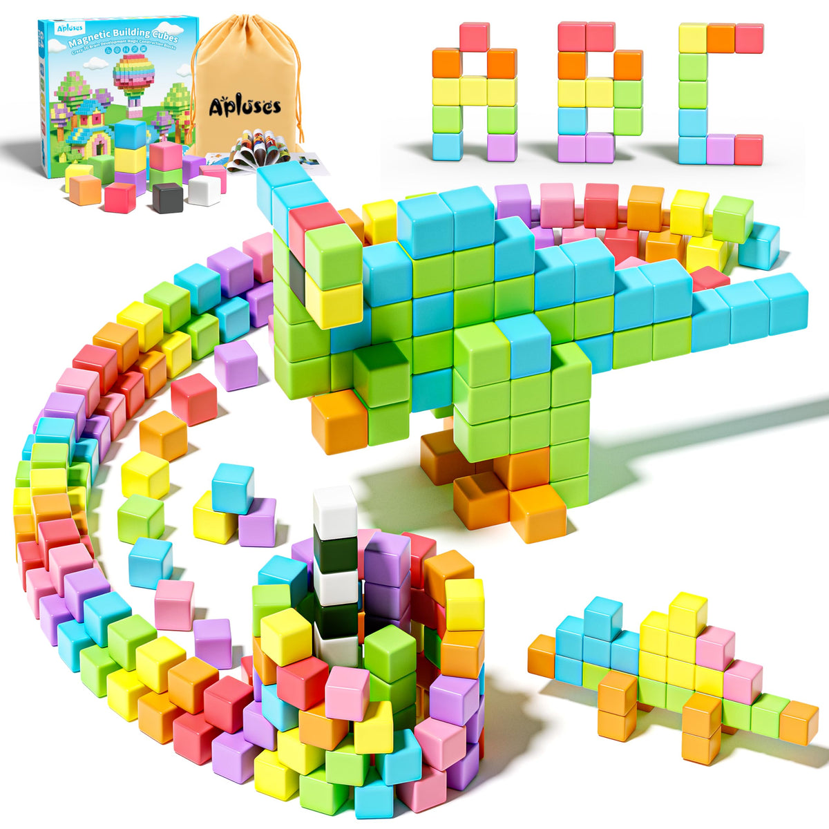 Apluses Magnetic Blocks house-building: engages imagination and develops fine motor skills.