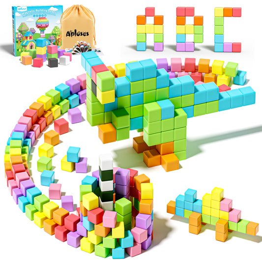 Apluses Magnetic Blocks house-building: engages imagination and develops fine motor skills.