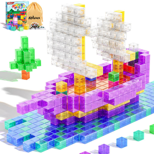 Apluses magnetic blocks rainbow cubes with transparent faces showing colors for engaging play