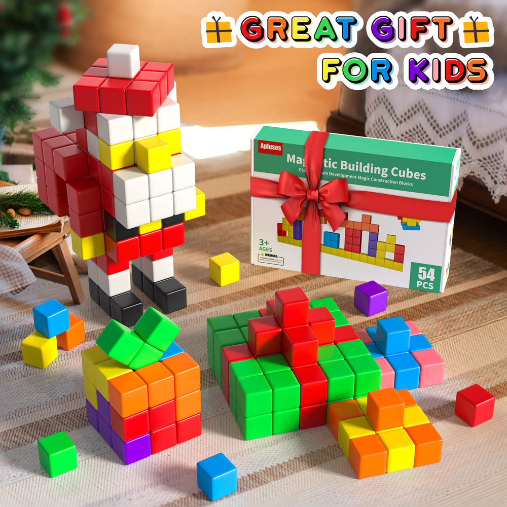 Apluses strong magnets create secure connections for stable structures during play.