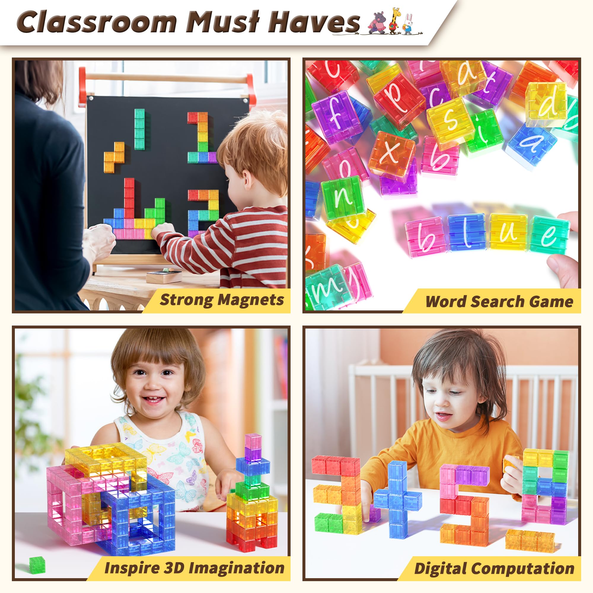 Apluses translucent cubes during construction play for light and color exploration