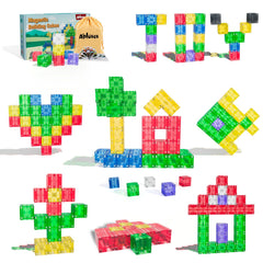 Apluses transparent magnetic cubes for visual exploration during play