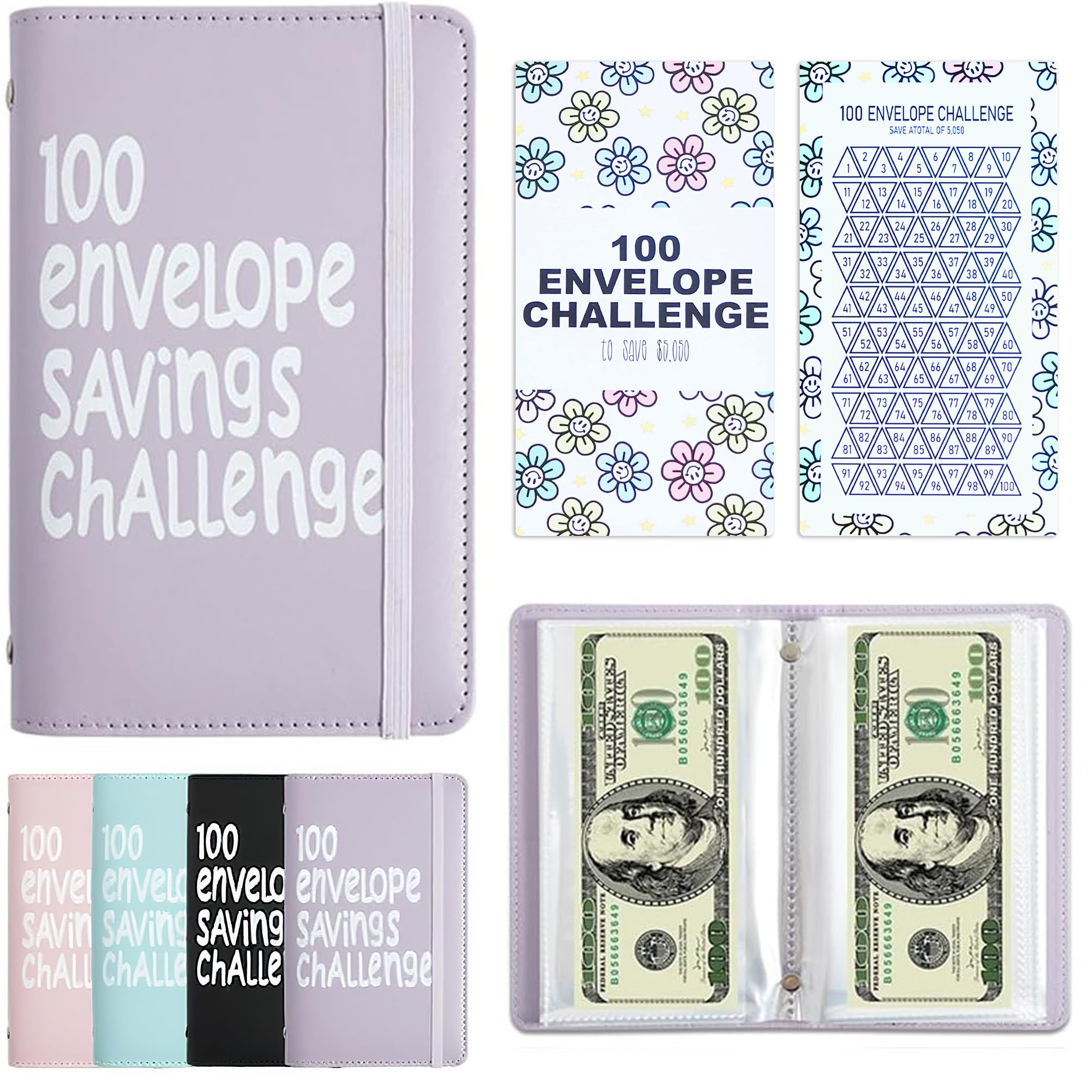 APMFHO 100-days money-saving challenge envelope binder with organized envelopes for steady savings.
