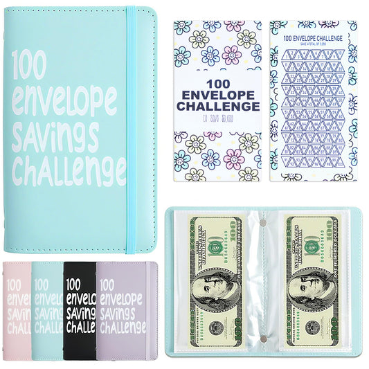 APMFHO 100 Days Savings Challenge binder cover, durable PU leather for daily use and organization.