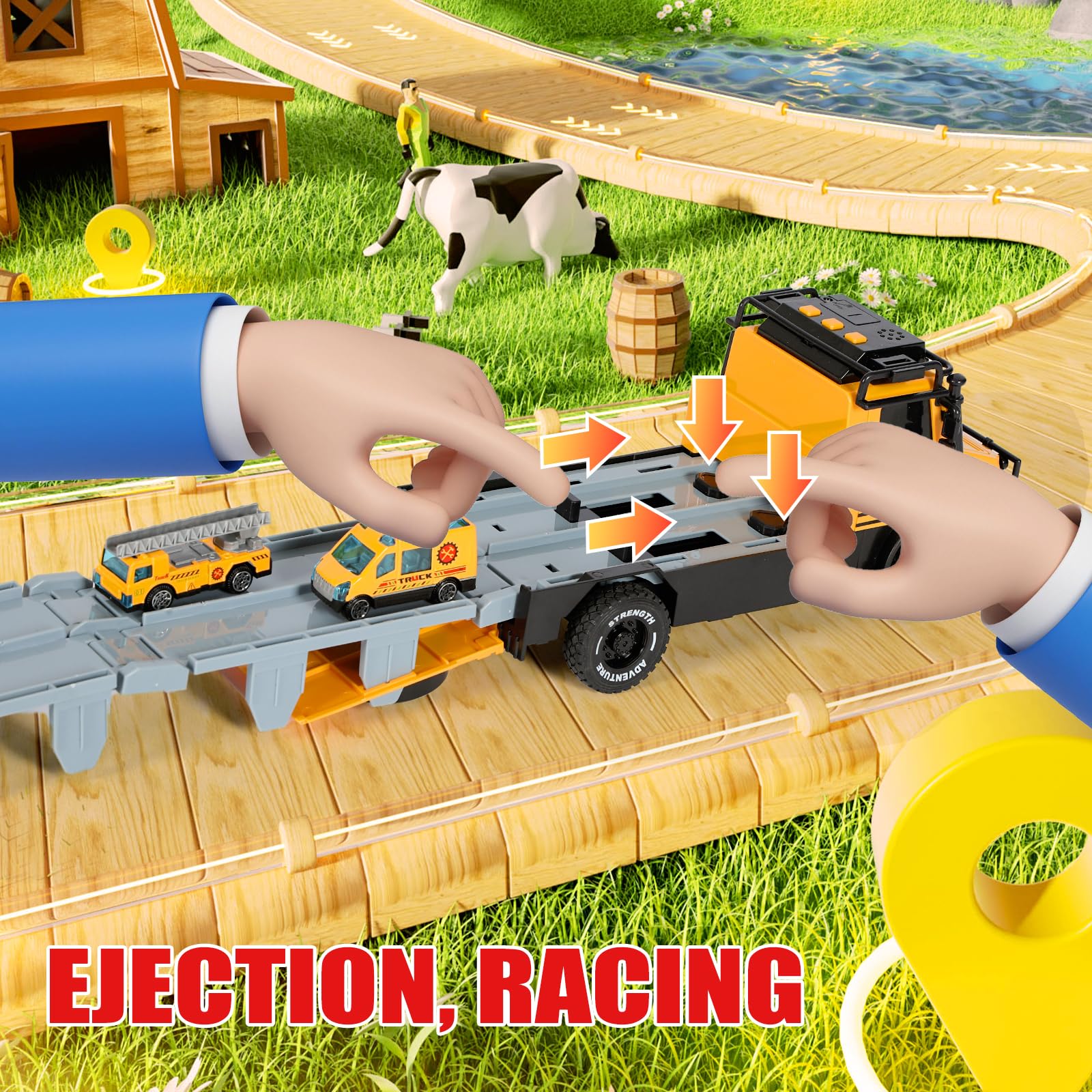APOBATK truck with race tracks and dual launchers for action-packed play.