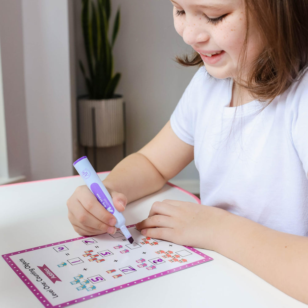 Apostrophe Games dry erase cards – back view shows reusable surface for repeat practice.