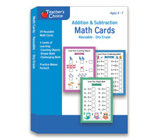Apostrophe Games addition and subtraction dry erase cards – front view for quick math practice.